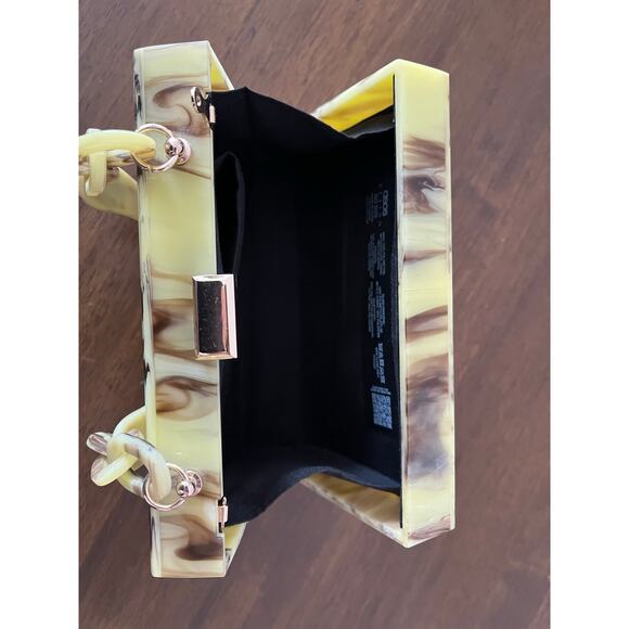 ASOS marble box clutch bag w crossbody detachable chain yellow swirl purse $50 - Picture 5 of 8